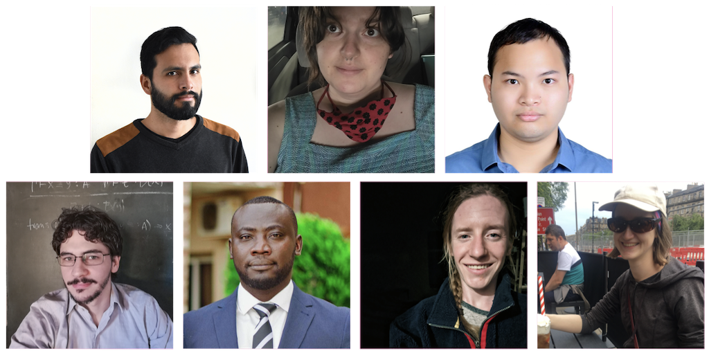 Clockwise, from top left: Johan García Vargas, Jade Master, Gun Pinyo, Nuiok Dicaire, Jennifer Brown, Minani Iragi, Juan F. Meleiro; not pictured, Eli Hazel