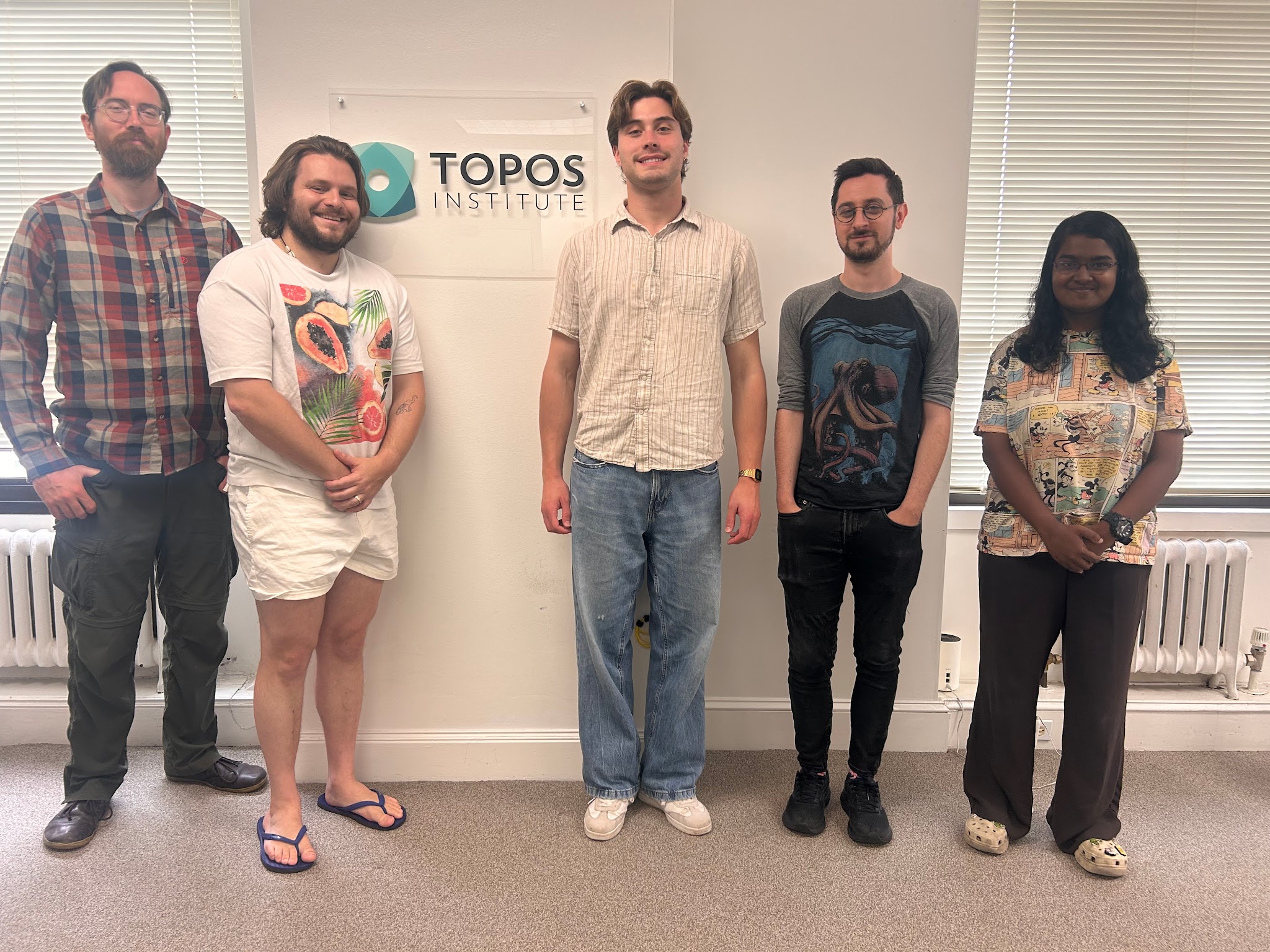 The 2026 Summer RAs, from left to right: Michael, Matt, Aaron, Bryce, and Khyathi